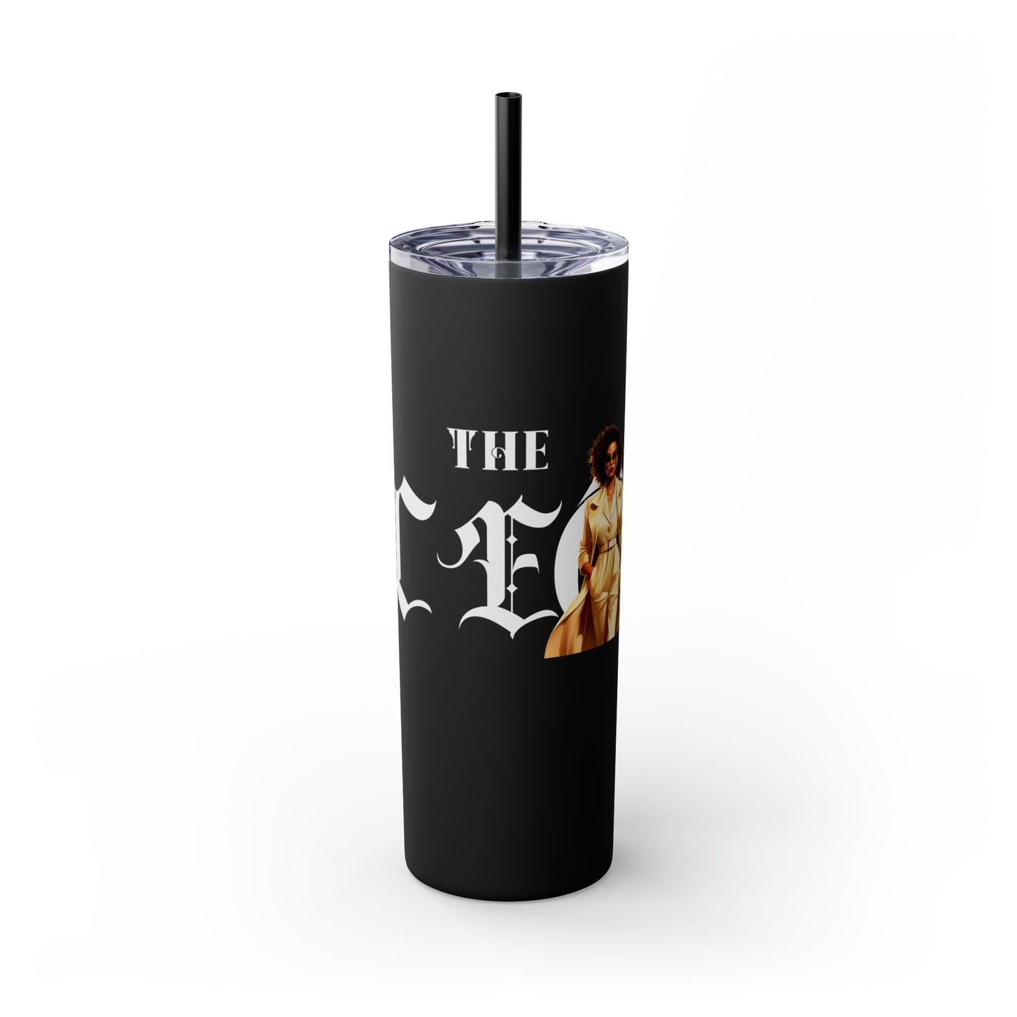 THE CEO: Lady Boss Graphic Skinny Tumbler with Straw, 20oz (Black, Black Glitter, Lilac, Magic Pink, Blush Pink, & Dusty Rose - All Glitter Finishes)