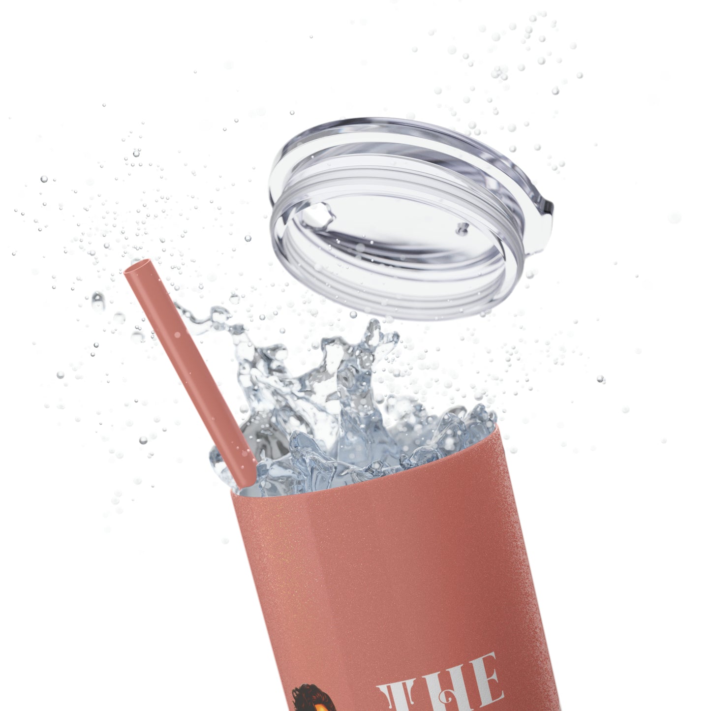 THE FOUNDER: Lady Boss Graphic Skinny Tumbler with Straw, 20oz (Black Matte Finish or Black Glitter Glossy Finish)