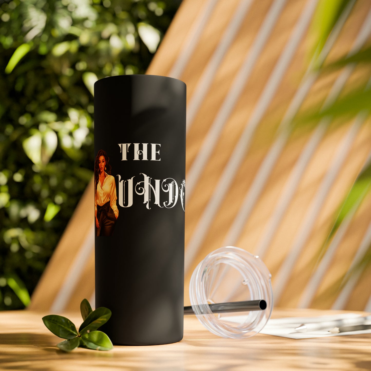 THE FOUNDER: Lady Boss Graphic Skinny Tumbler with Straw, 20oz (Black Matte Finish or Black Glitter Glossy Finish)