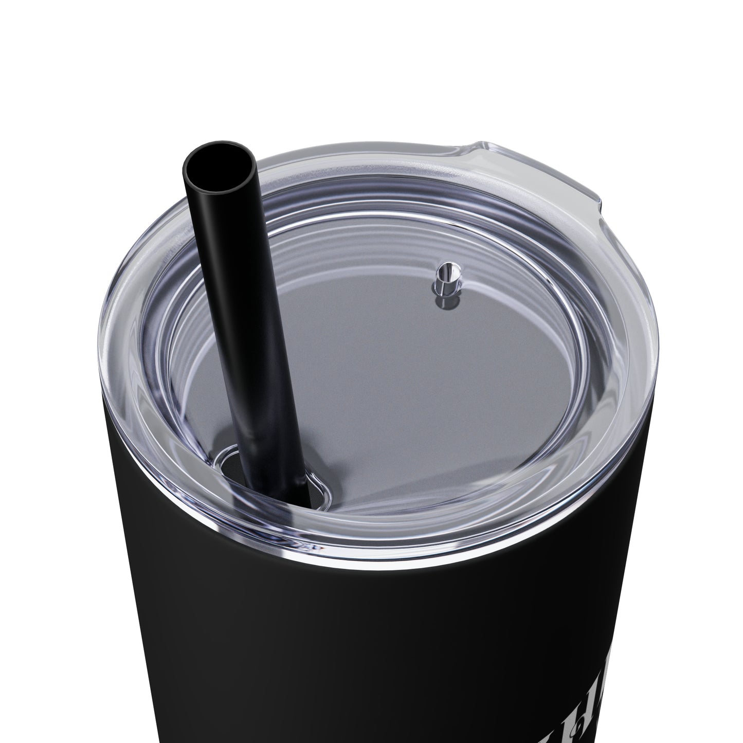 THE FOUNDER: Lady Boss Graphic Skinny Tumbler with Straw, 20oz (Black Matte Finish or Black Glitter Glossy Finish)