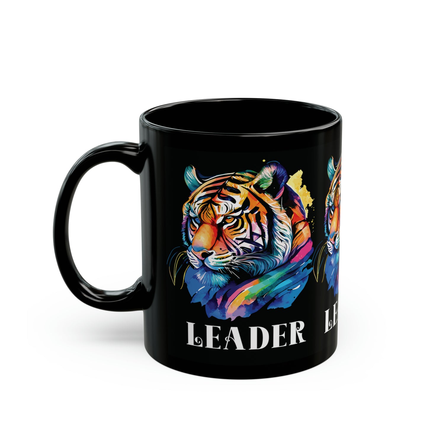 LEADER: Tiger Graphic Glossy Black Mug (11oz, 15oz)