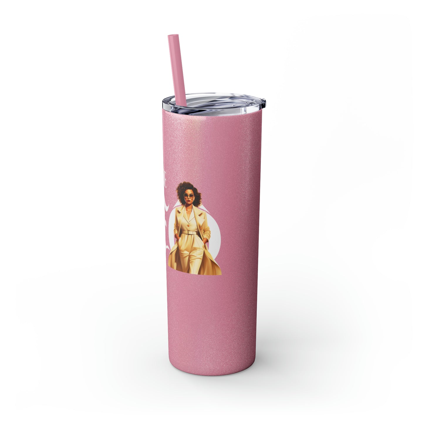 THE CEO: Lady Boss Graphic Skinny Tumbler with Straw, 20oz (Black, Black Glitter, Lilac, Magic Pink, Blush Pink, & Dusty Rose - All Glitter Finishes)
