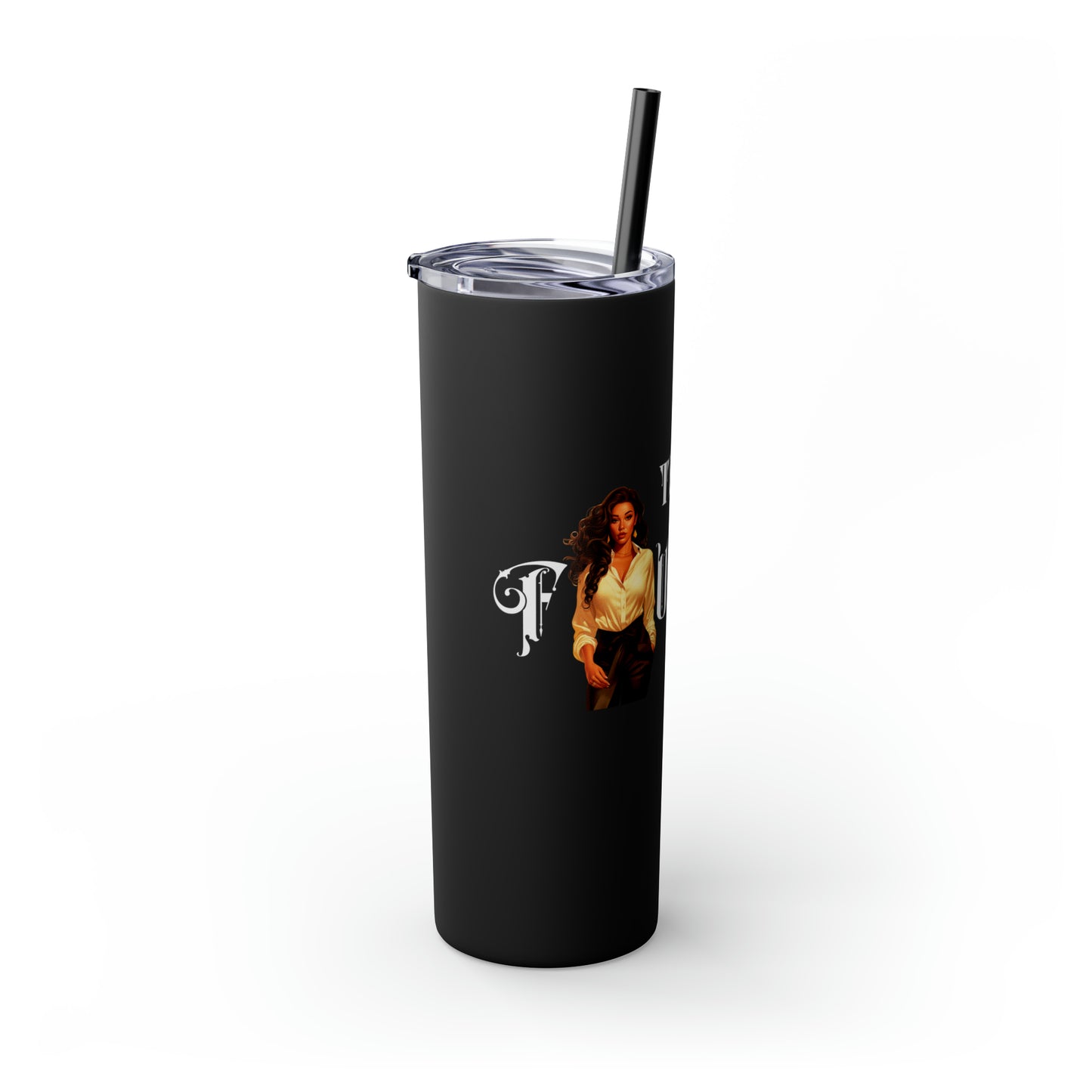 THE FOUNDER: Lady Boss Graphic Skinny Tumbler with Straw, 20oz (Black Matte Finish or Black Glitter Glossy Finish)