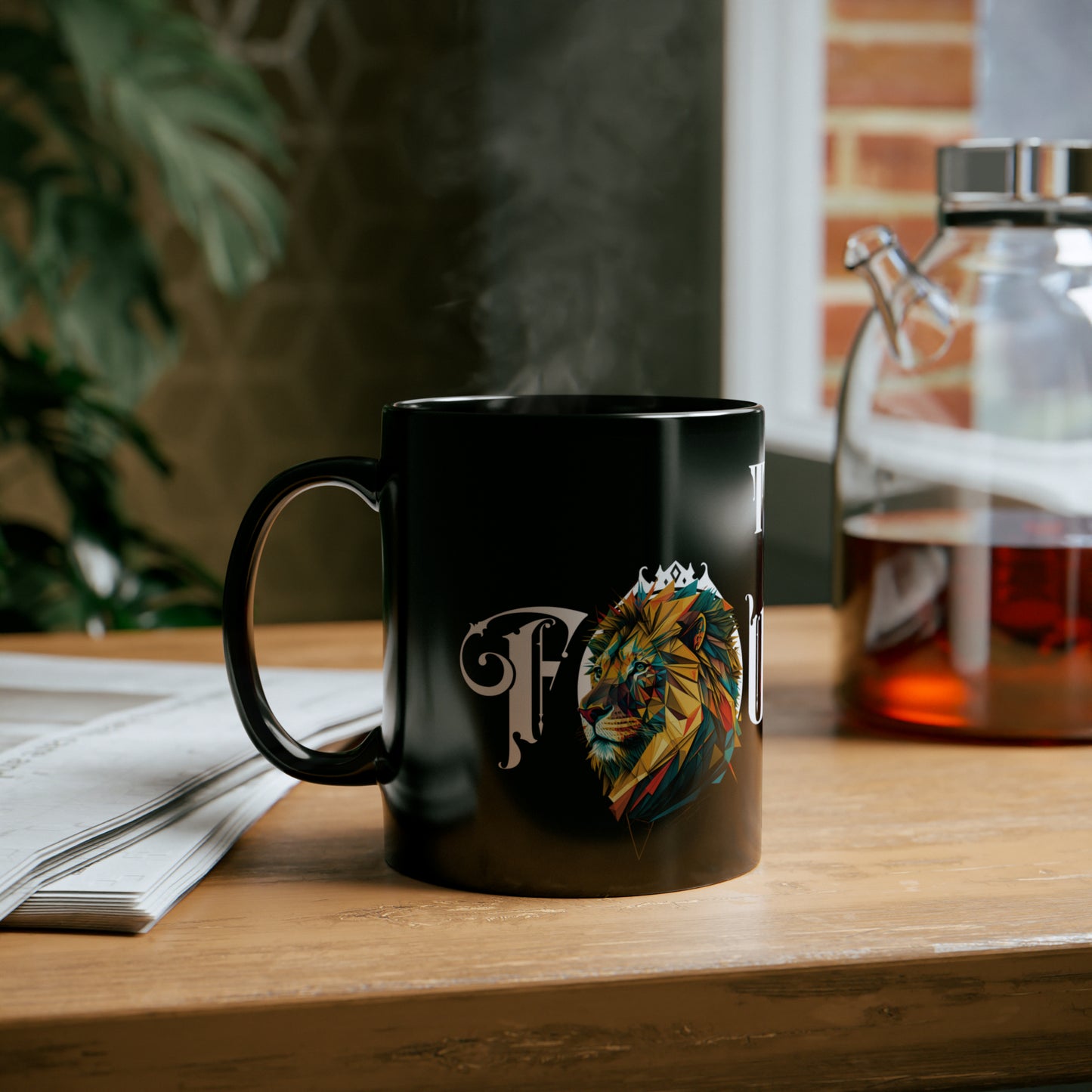 The Founder: Lion Graphic Glossy Black Mug (11oz, 15oz)