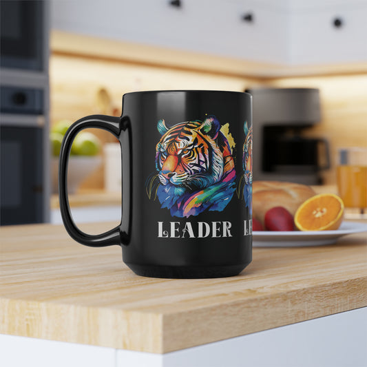 LEADER: Tiger Graphic Glossy Black Mug (11oz, 15oz)