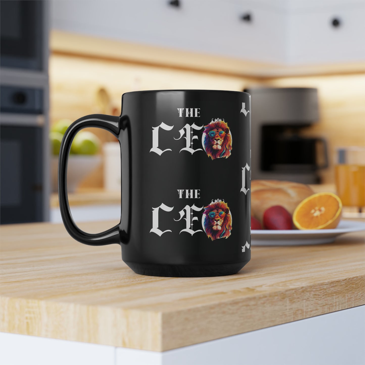 The CEO: Lion Graphic Glossy Black Mug (11oz, 15oz)