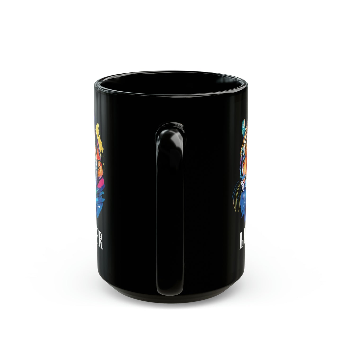 LEADER: Tiger Graphic Glossy Black Mug (11oz, 15oz)