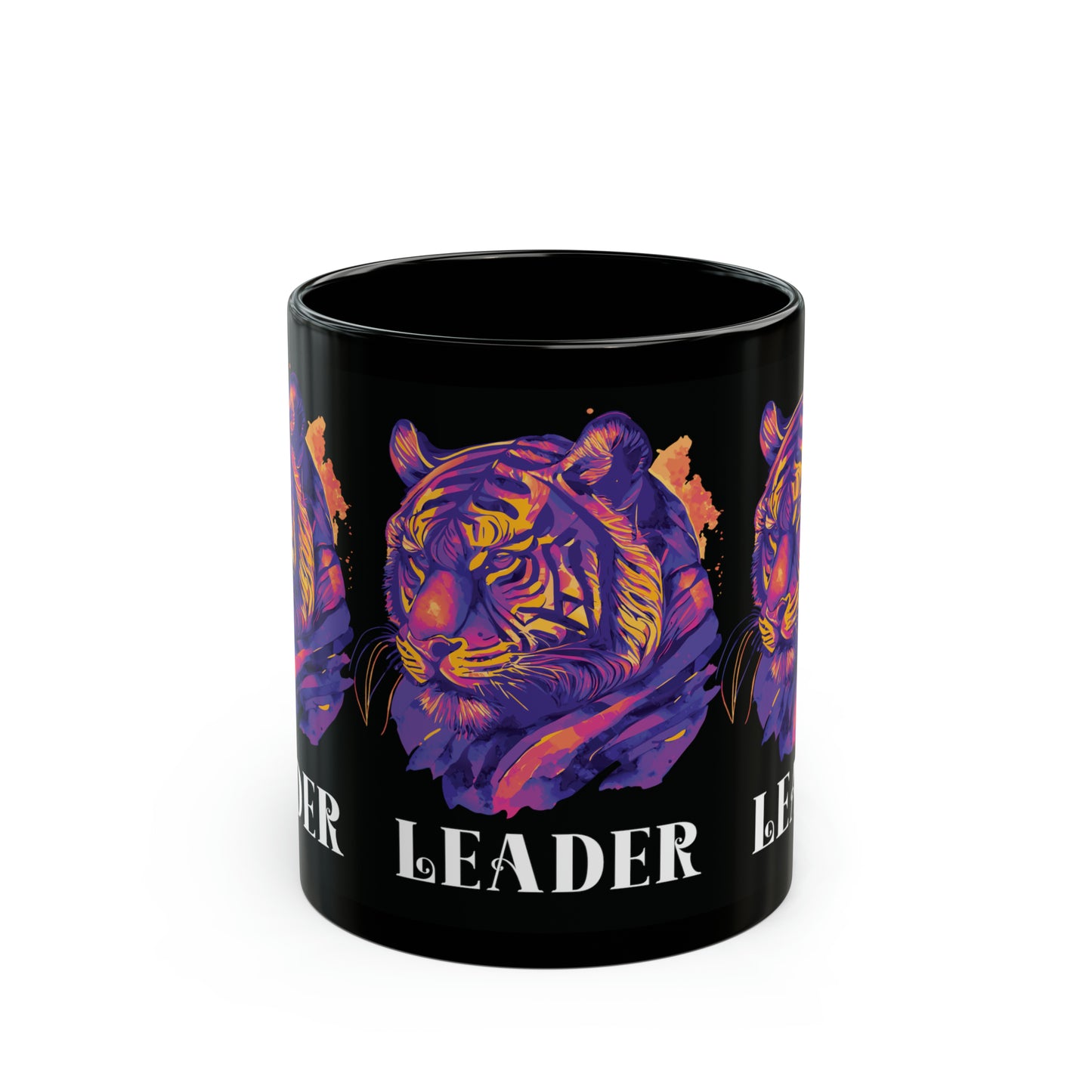 LEADER: Tiger Graphic Glossy Black Mug (11oz, 15oz)