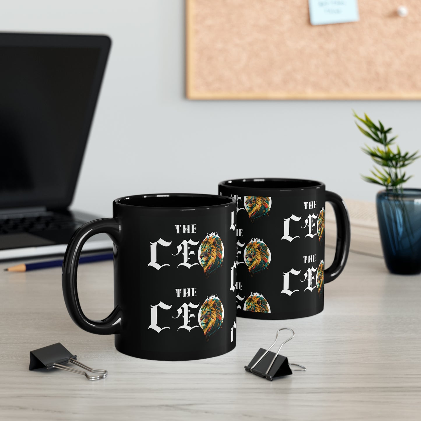 The CEO: Lion Graphic Glossy Black Mug (11oz, 15oz)