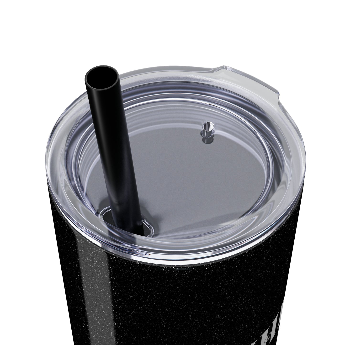 THE FOUNDER: Lion Graphic Skinny Tumbler with Straw, 20oz (Black Matte Finish or Black Glitter Glossy Finish)