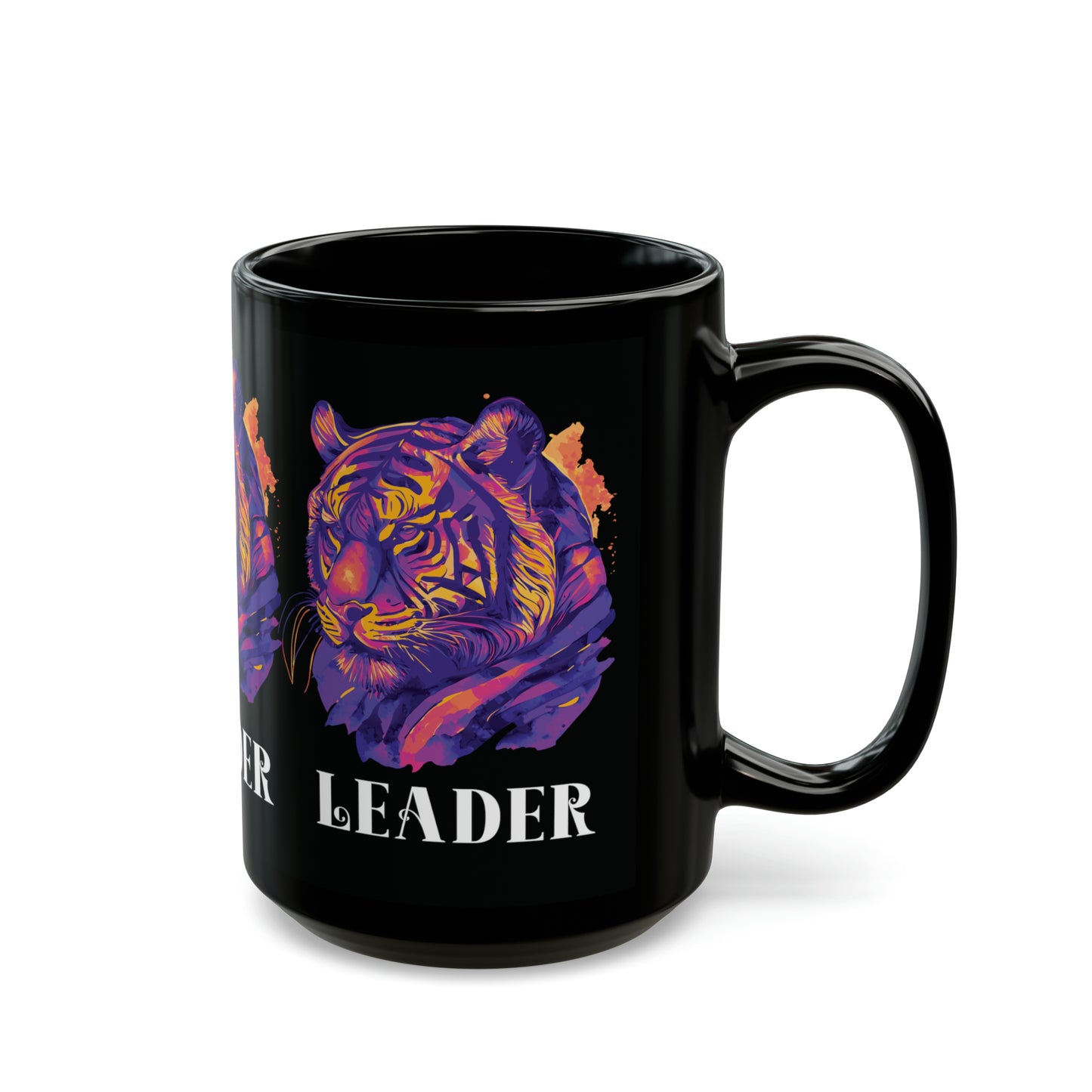 LEADER: Tiger Graphic Glossy Black Mug (11oz, 15oz)