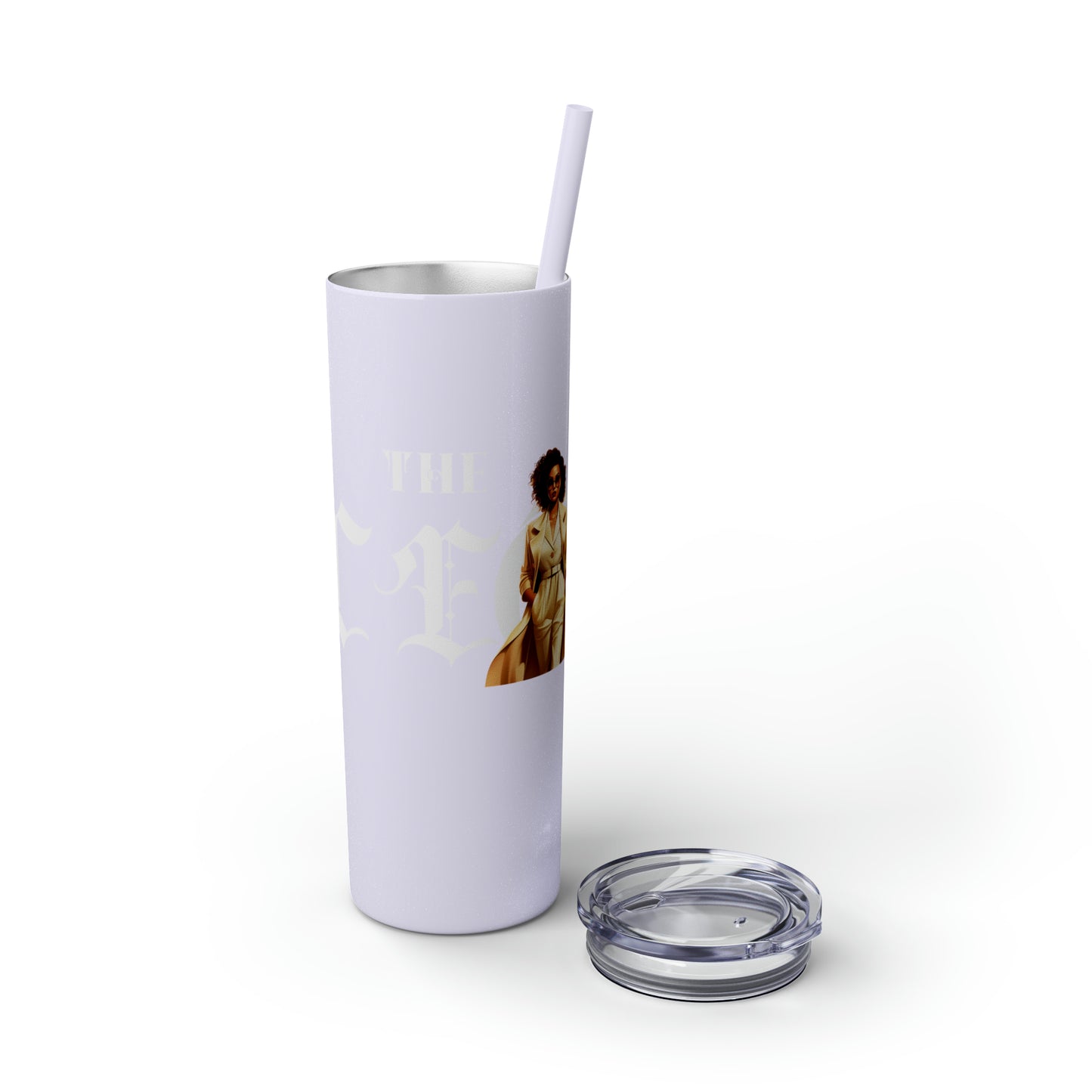 THE CEO: Lady Boss Graphic Skinny Tumbler with Straw, 20oz (Black, Black Glitter, Lilac, Magic Pink, Blush Pink, & Dusty Rose - All Glitter Finishes)
