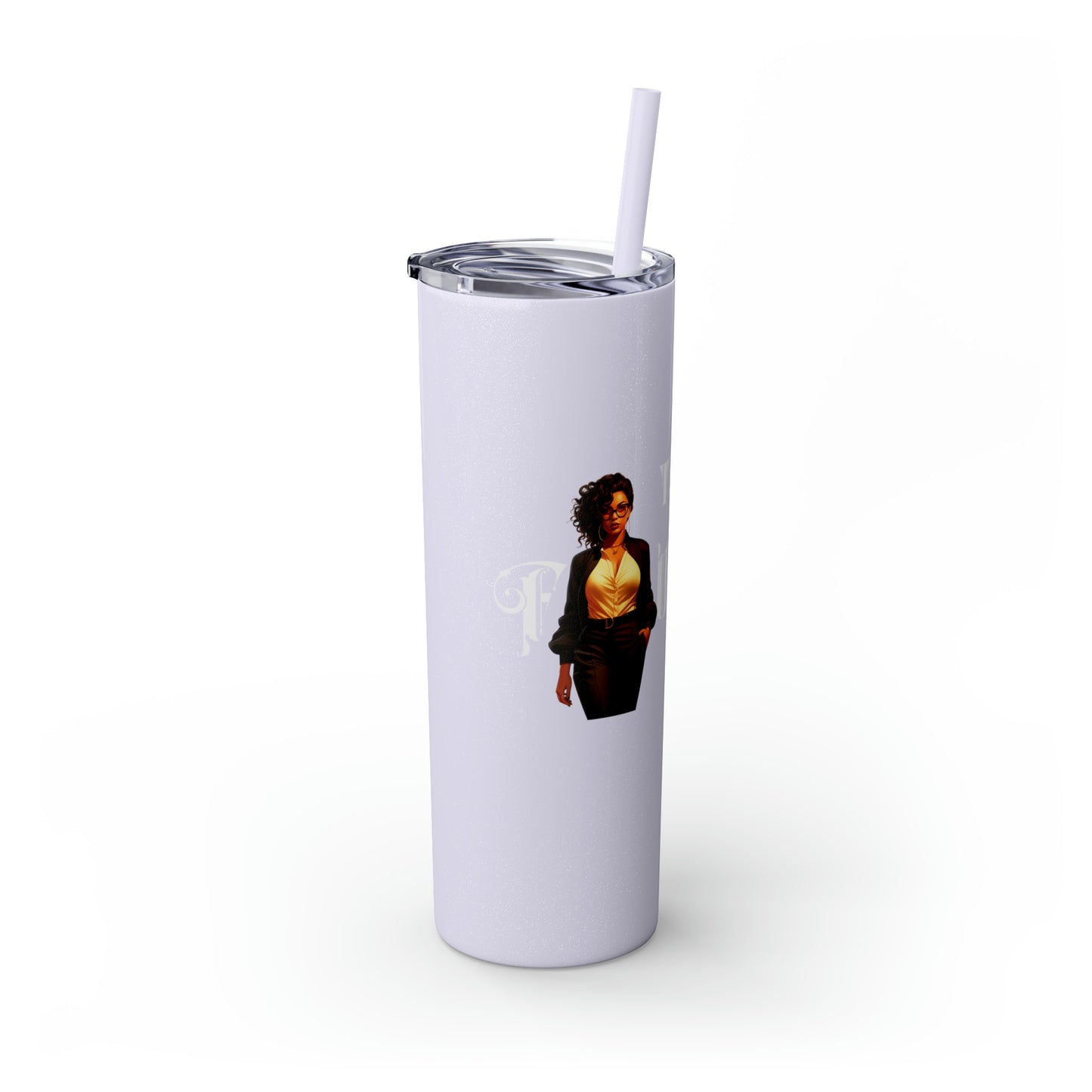 THE FOUNDER: Lady Boss Graphic Skinny Tumbler with Straw, 20oz (Black Matte Finish or Black Glitter Glossy Finish)