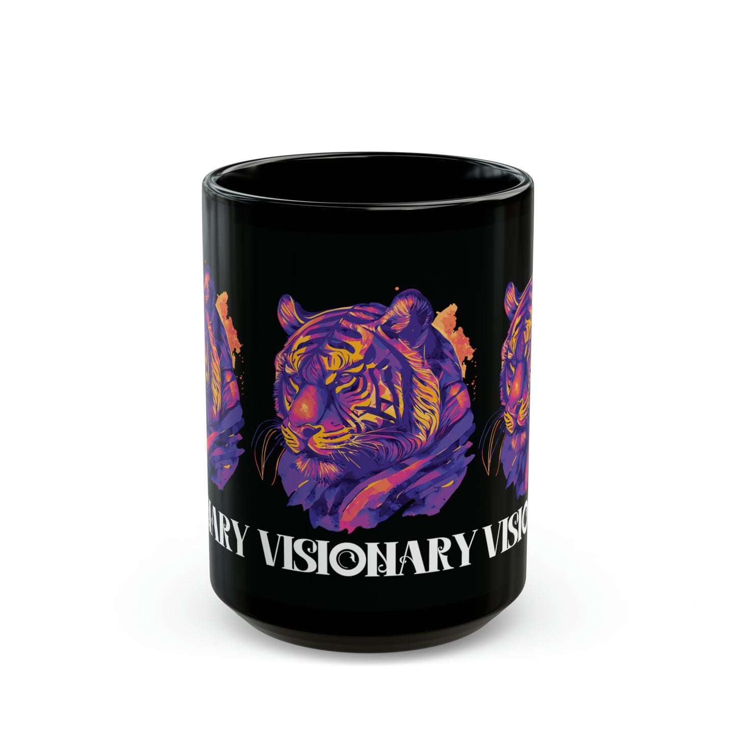 VISIONARY: Tiger Graphic Glossy Black Mug (11oz, 15oz)