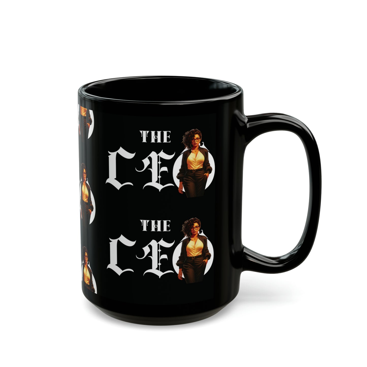 The CEO: Lady Boss Graphic Glossy Black Mug (11oz, 15oz)