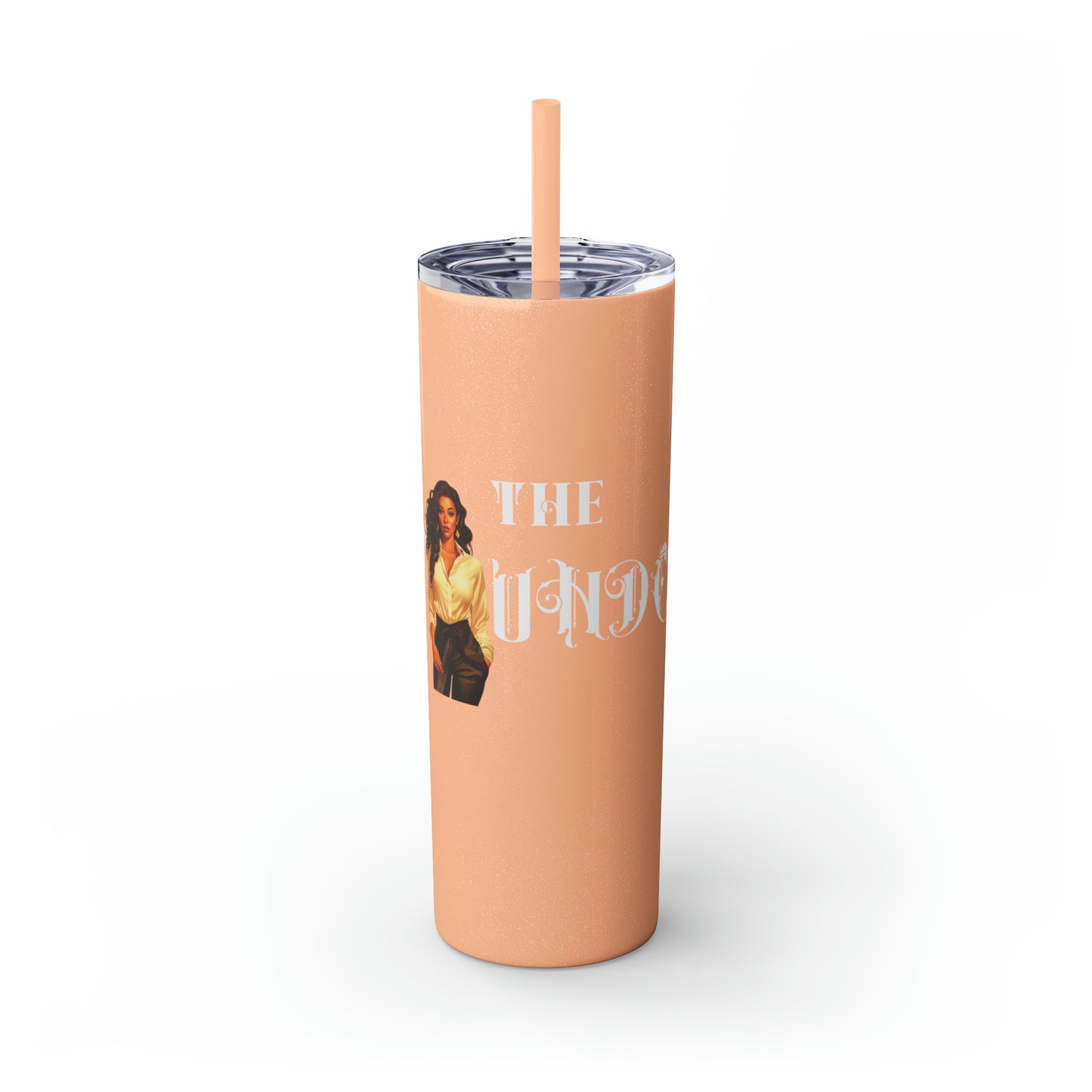 THE FOUNDER: Lady Boss Graphic Skinny Tumbler with Straw, 20oz (Black Matte Finish or Black Glitter Glossy Finish)