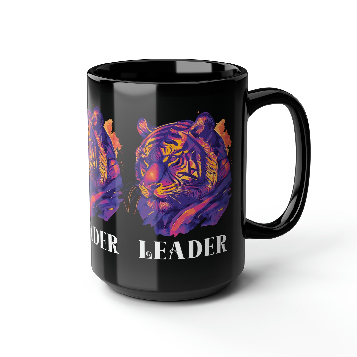 LEADER: Tiger Graphic Glossy Black Mug (11oz, 15oz)