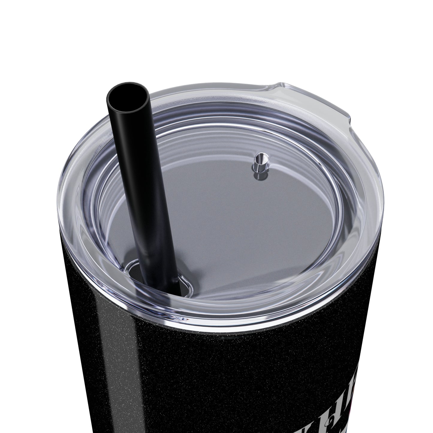 THE CEO: Lion Graphic Skinny Tumbler with Straw, 20oz (Black Matte Finish or Black Glitter Glossy Finish)