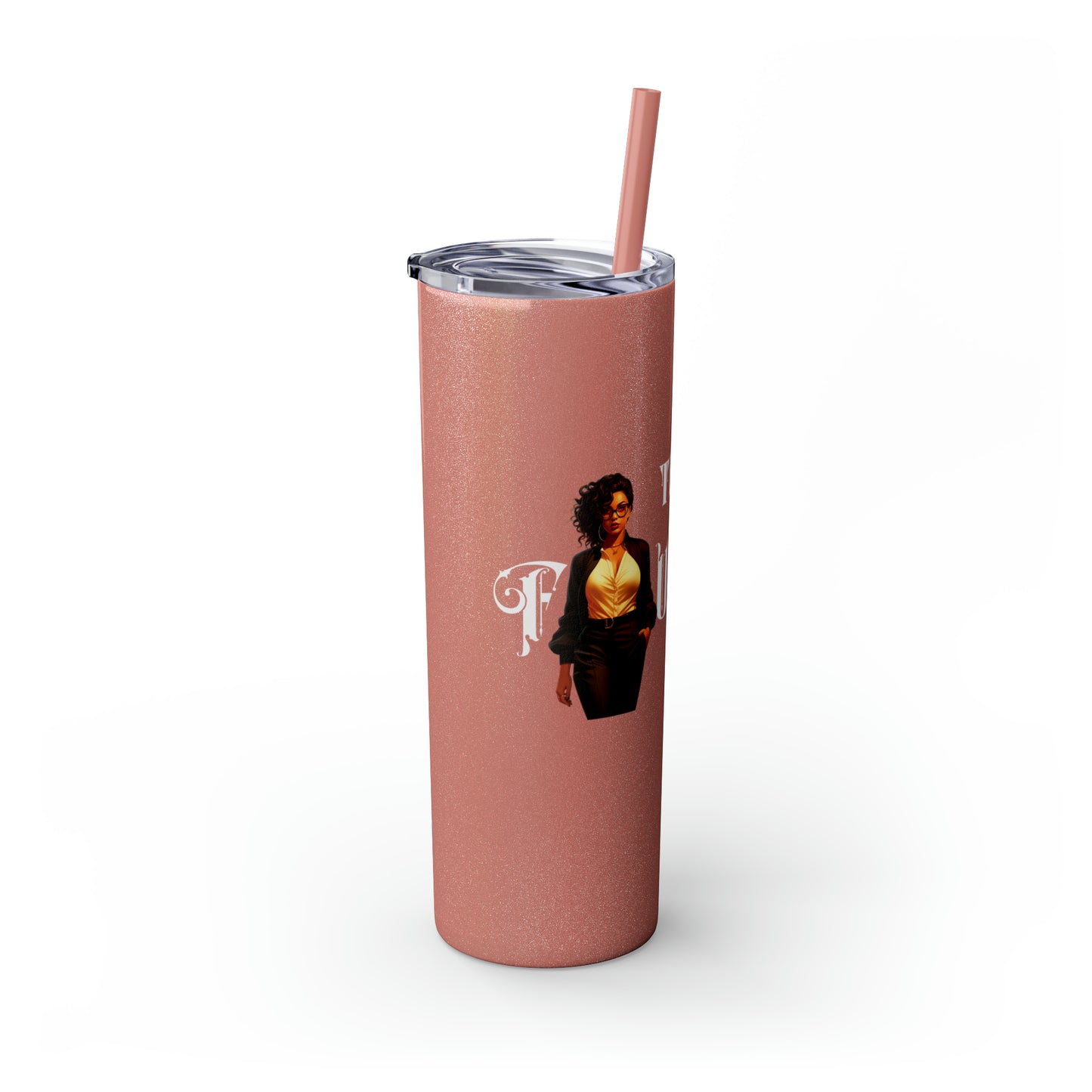 THE FOUNDER: Lady Boss Graphic Skinny Tumbler with Straw, 20oz (Black Matte Finish or Black Glitter Glossy Finish)