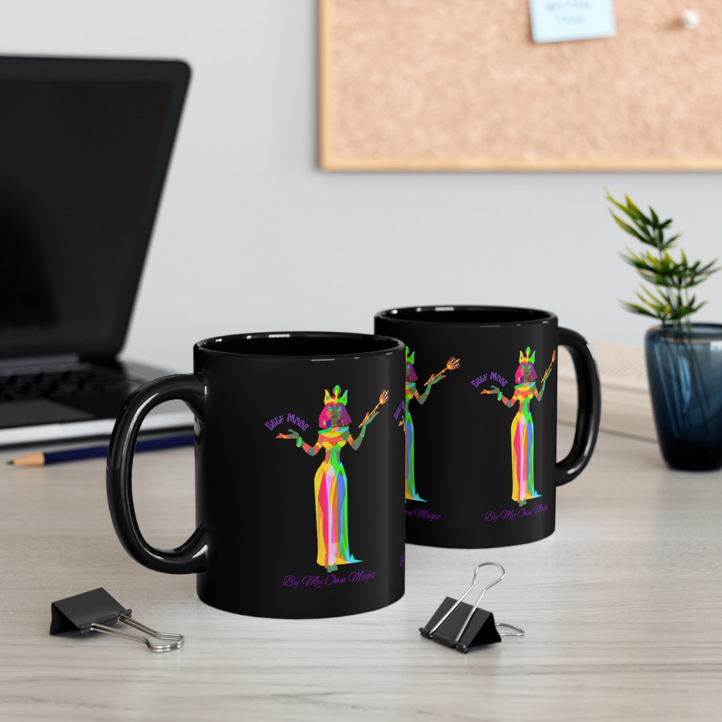 The Psychedelic Empress in Royal Purple: 11oz Black Mug with Glossy Finish