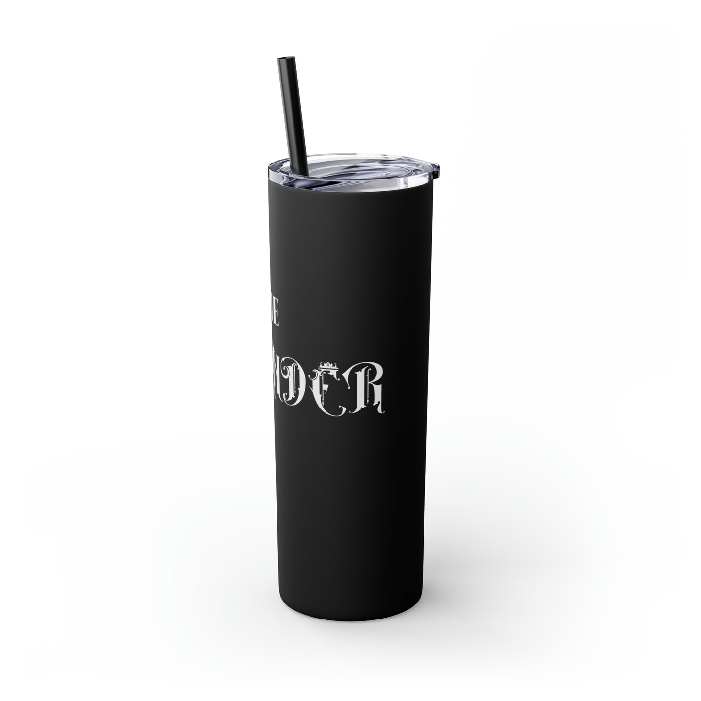 THE FOUNDER: Lady Boss Graphic Skinny Tumbler with Straw, 20oz (Black Matte Finish or Black Glitter Glossy Finish)