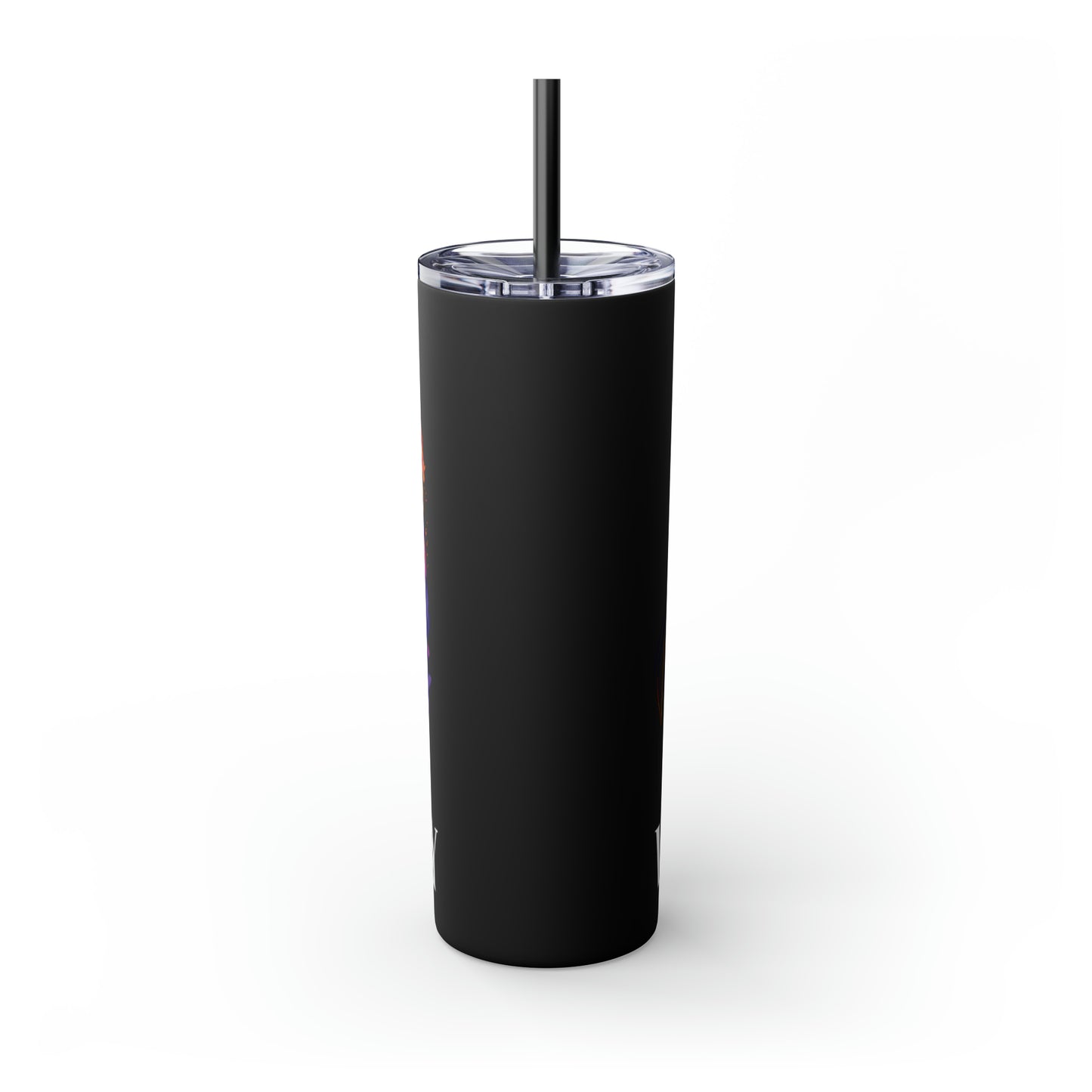 VISIONARY: Tiger Graphic Skinny Tumbler with Straw, 20oz (Black Matte Finish or Black Glitter Glossy Finish)