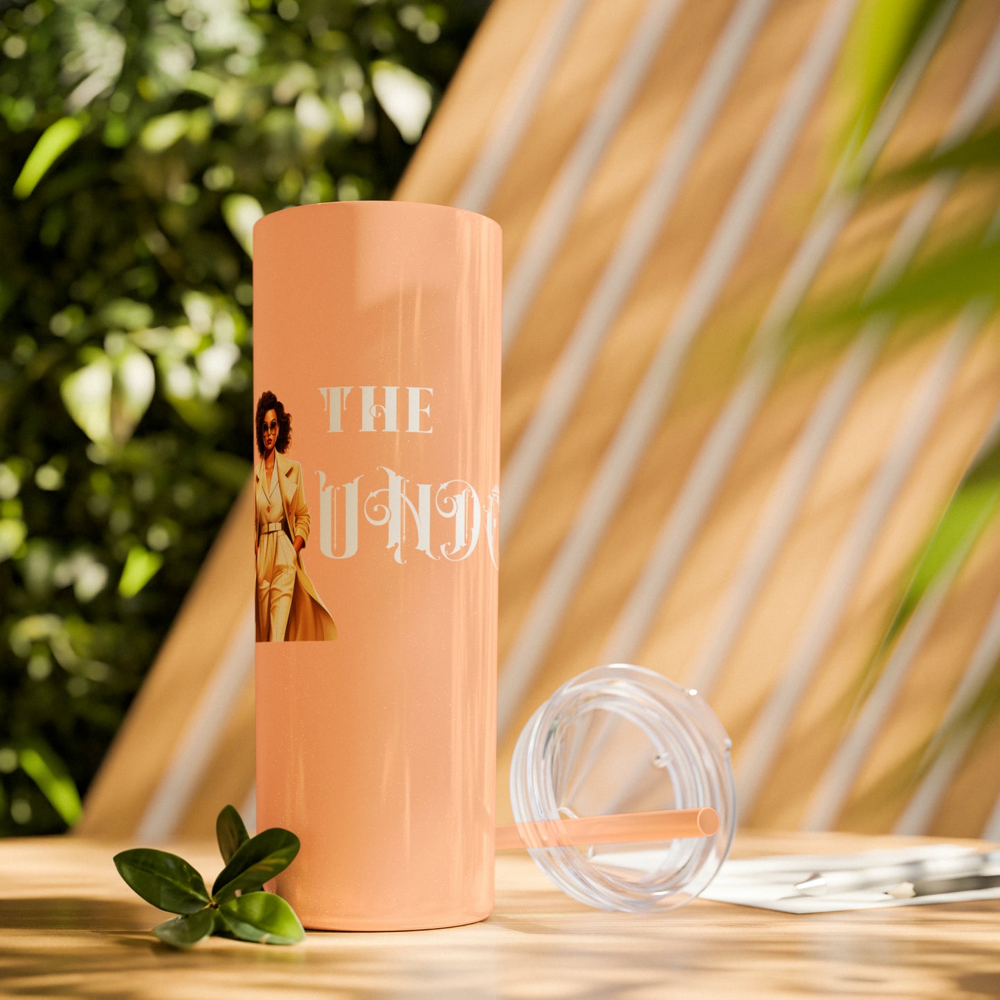 THE FOUNDER: Lady Boss Graphic Skinny Tumbler with Straw, 20oz (Black Matte Finish or Black Glitter Glossy Finish)