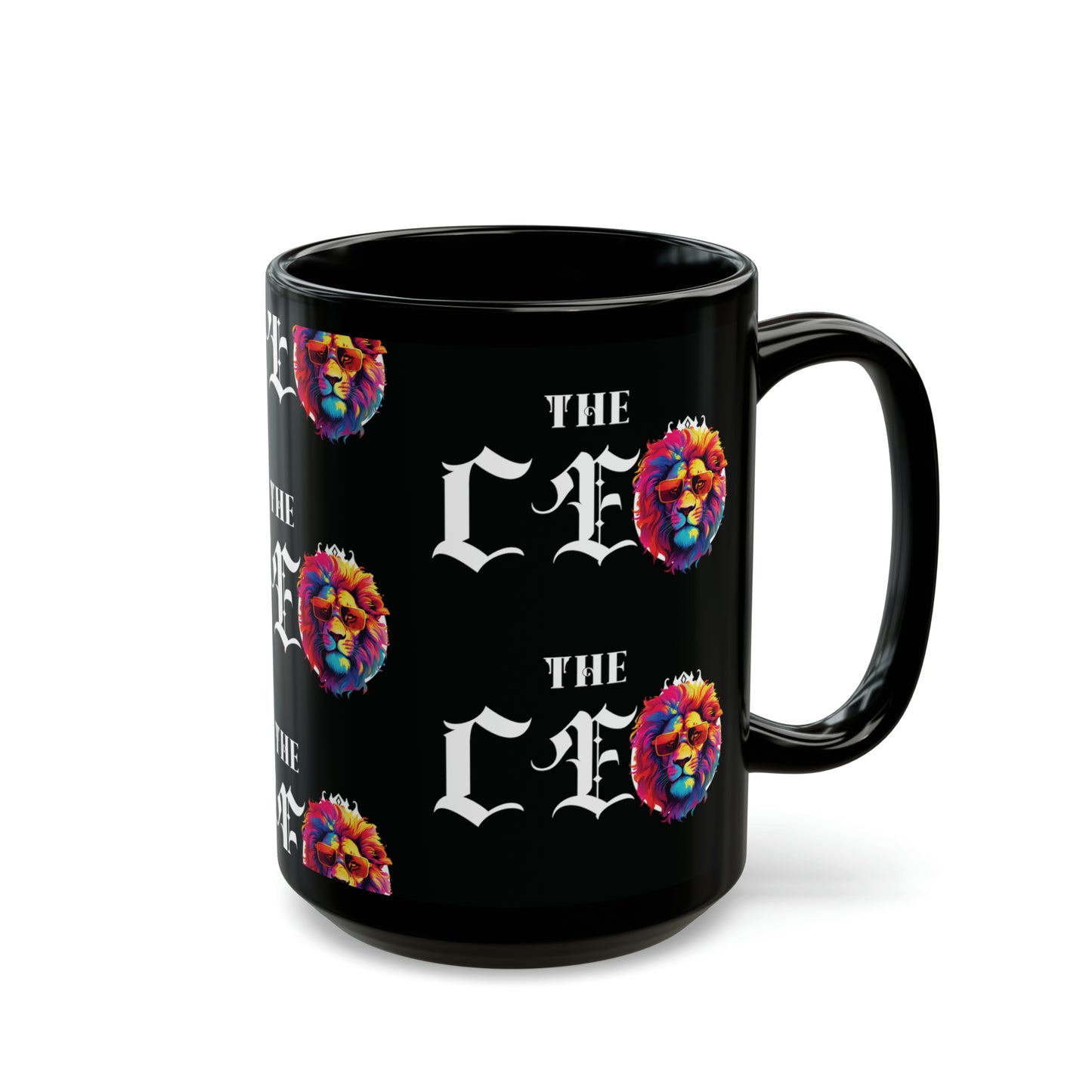 The CEO: Graphic Lion Glossy Black Mug (11oz, 15oz)