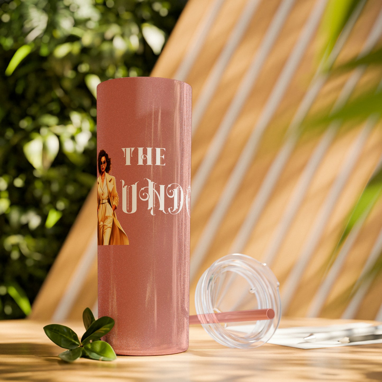 THE FOUNDER: Lady Boss Graphic Skinny Tumbler with Straw, 20oz (Black Matte Finish or Black Glitter Glossy Finish)