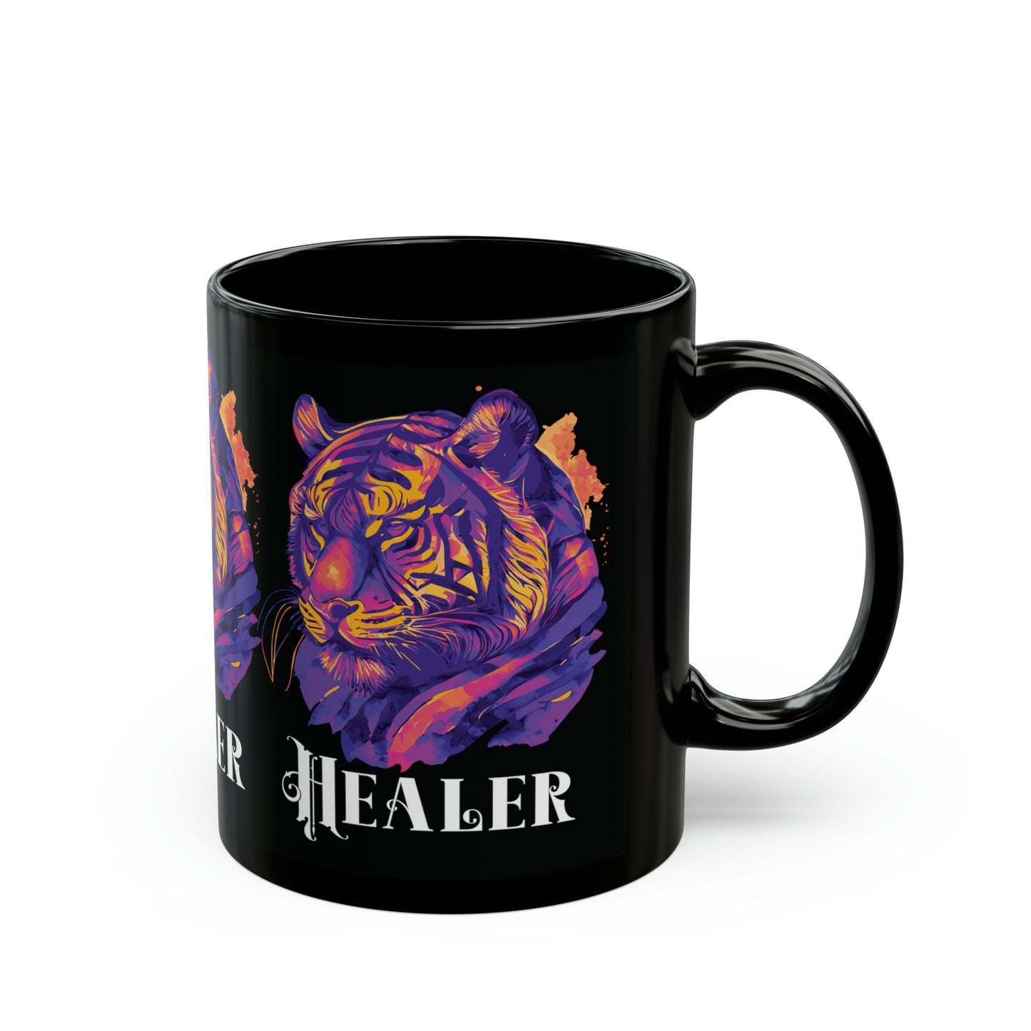 HEALER: Tiger Graphic Glossy Black Mug (11oz, 15oz)