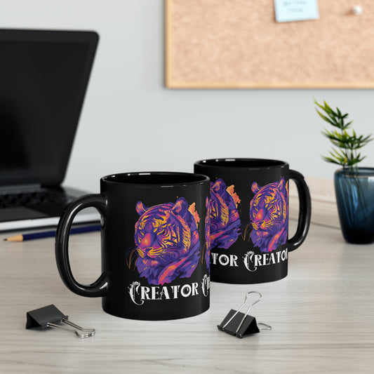 CREATOR: Tiger Graphic Glossy Black Mug (11oz, 15oz)