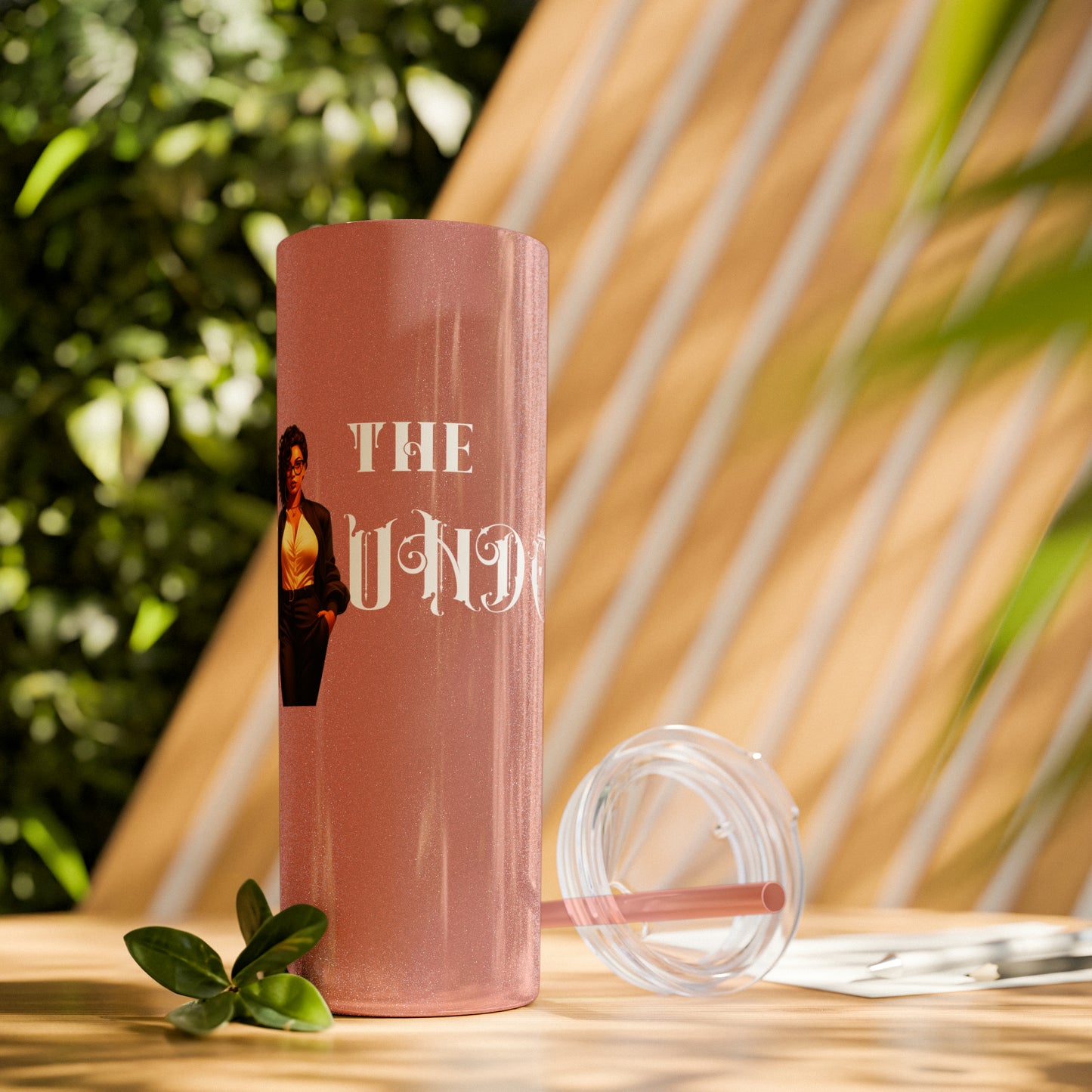 THE FOUNDER: Lady Boss Graphic Skinny Tumbler with Straw, 20oz (Black Matte Finish or Black Glitter Glossy Finish)