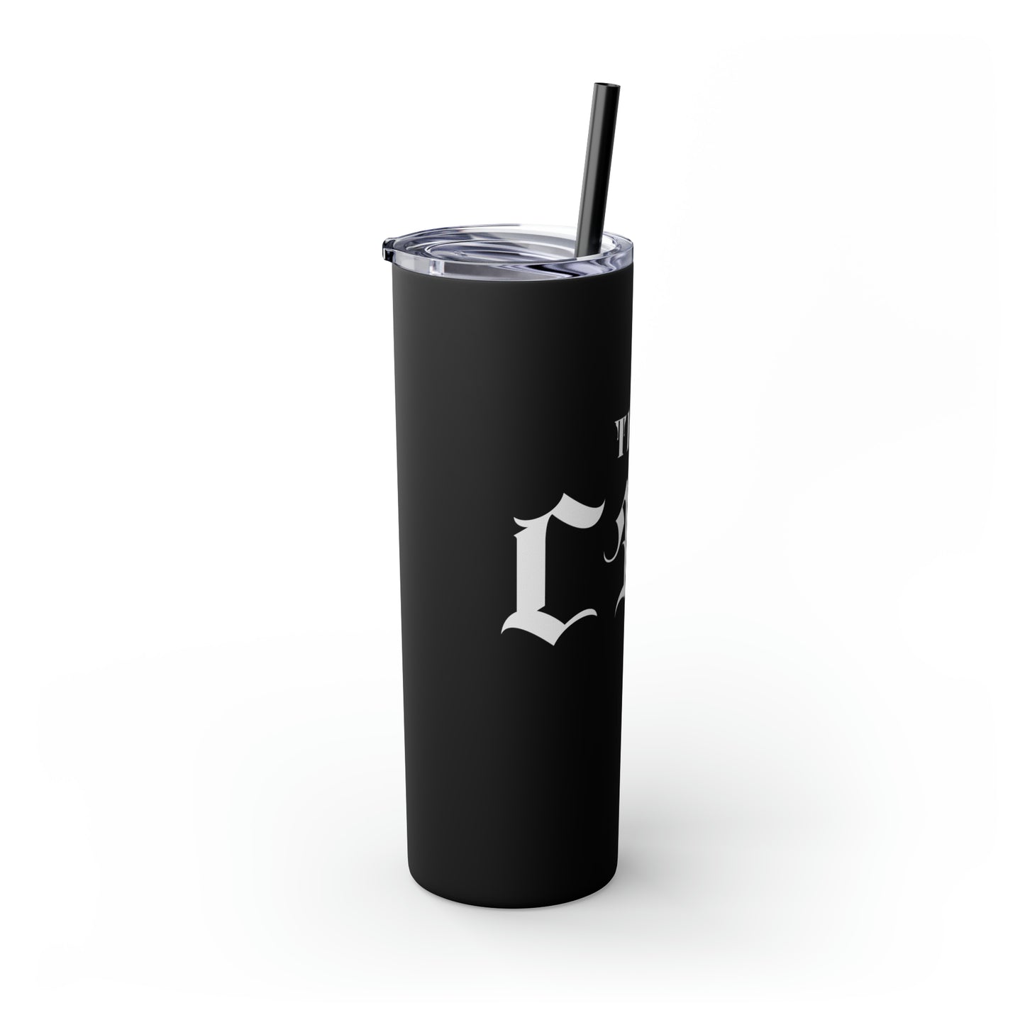 THE CEO: Lion Graphic Skinny Tumbler with Straw, 20oz (Black Matte Finish or Black Glitter Glossy Finish)