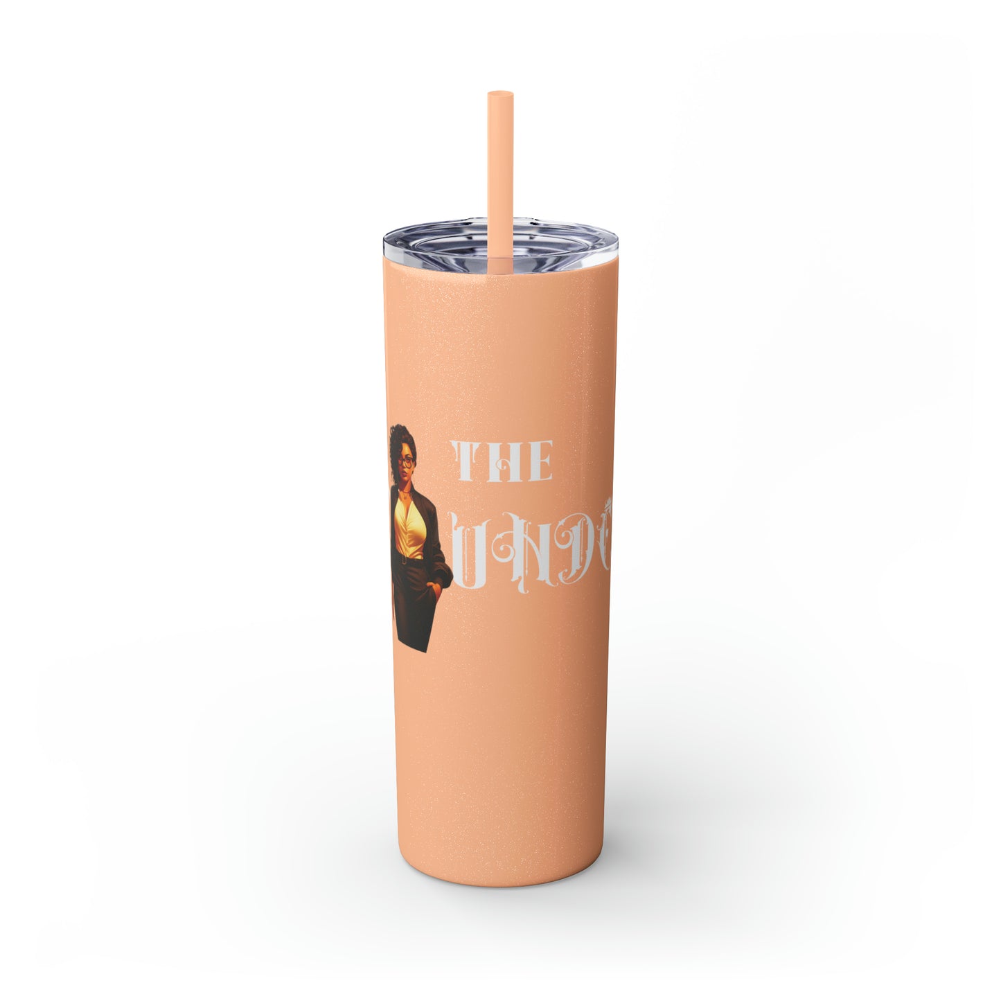 THE FOUNDER: Lady Boss Graphic Skinny Tumbler with Straw, 20oz (Black Matte Finish or Black Glitter Glossy Finish)