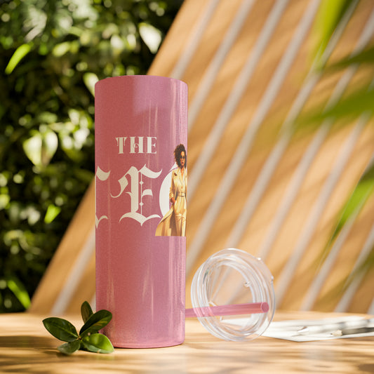 THE CEO: Lady Boss Graphic Skinny Tumbler with Straw, 20oz (Black, Black Glitter, Lilac, Magic Pink, Blush Pink, & Dusty Rose - All Glitter Finishes)