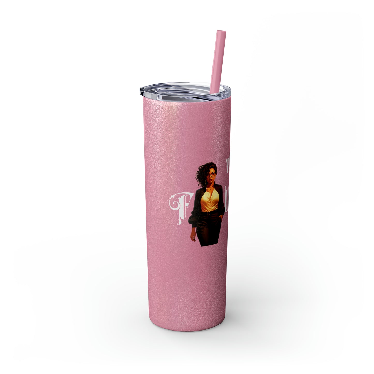 THE FOUNDER: Lady Boss Graphic Skinny Tumbler with Straw, 20oz (Black Matte Finish or Black Glitter Glossy Finish)