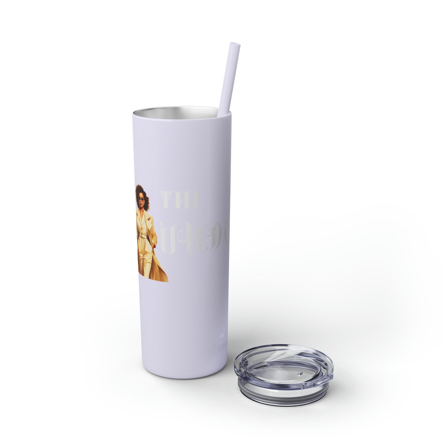 THE FOUNDER: Lady Boss Graphic Skinny Tumbler with Straw, 20oz (Black Matte Finish or Black Glitter Glossy Finish)