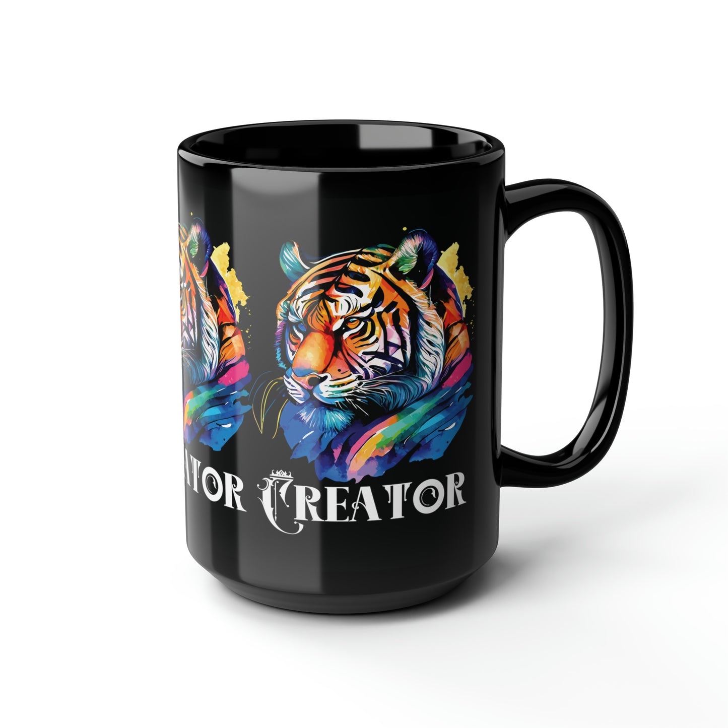 CREATOR: Tiger Graphic Glossy Black Mug (11oz, 15oz)