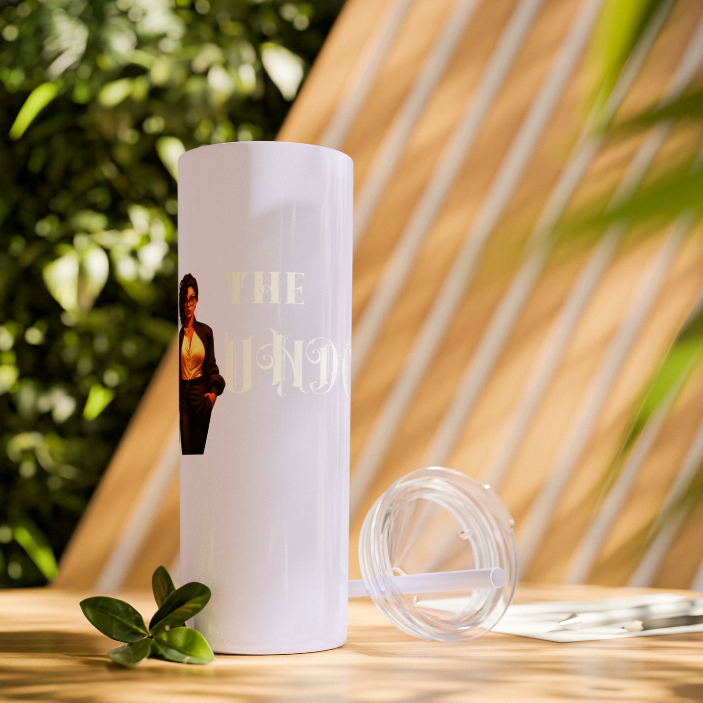 THE FOUNDER: Lady Boss Graphic Skinny Tumbler with Straw, 20oz (Black Matte Finish or Black Glitter Glossy Finish)