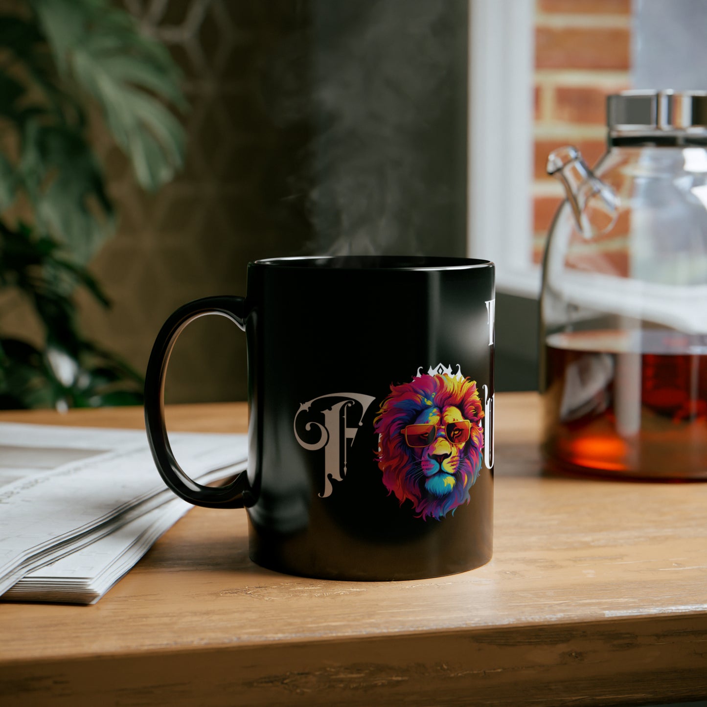 The Founder: Lion Graphic Glossy Black Mug (11oz, 15oz)