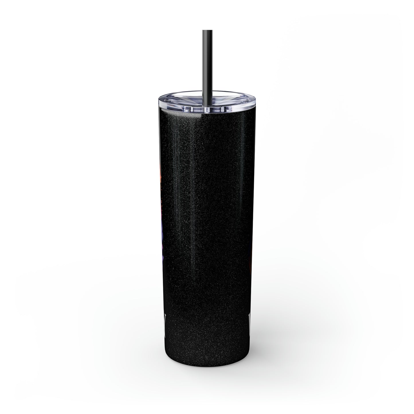 VISIONARY: Tiger Graphic Skinny Tumbler with Straw, 20oz (Black Matte Finish or Black Glitter Glossy Finish)