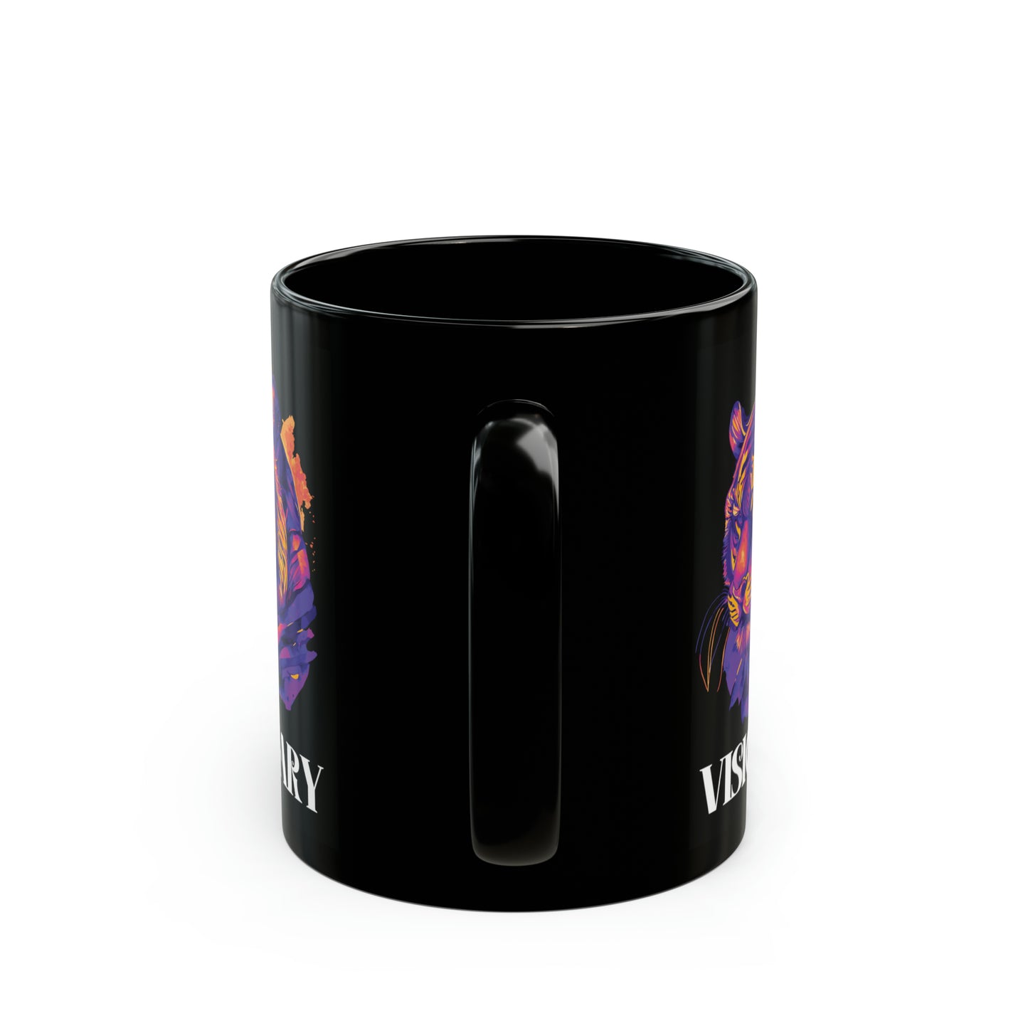 VISIONARY: Tiger Graphic Glossy Black Mug (11oz, 15oz)