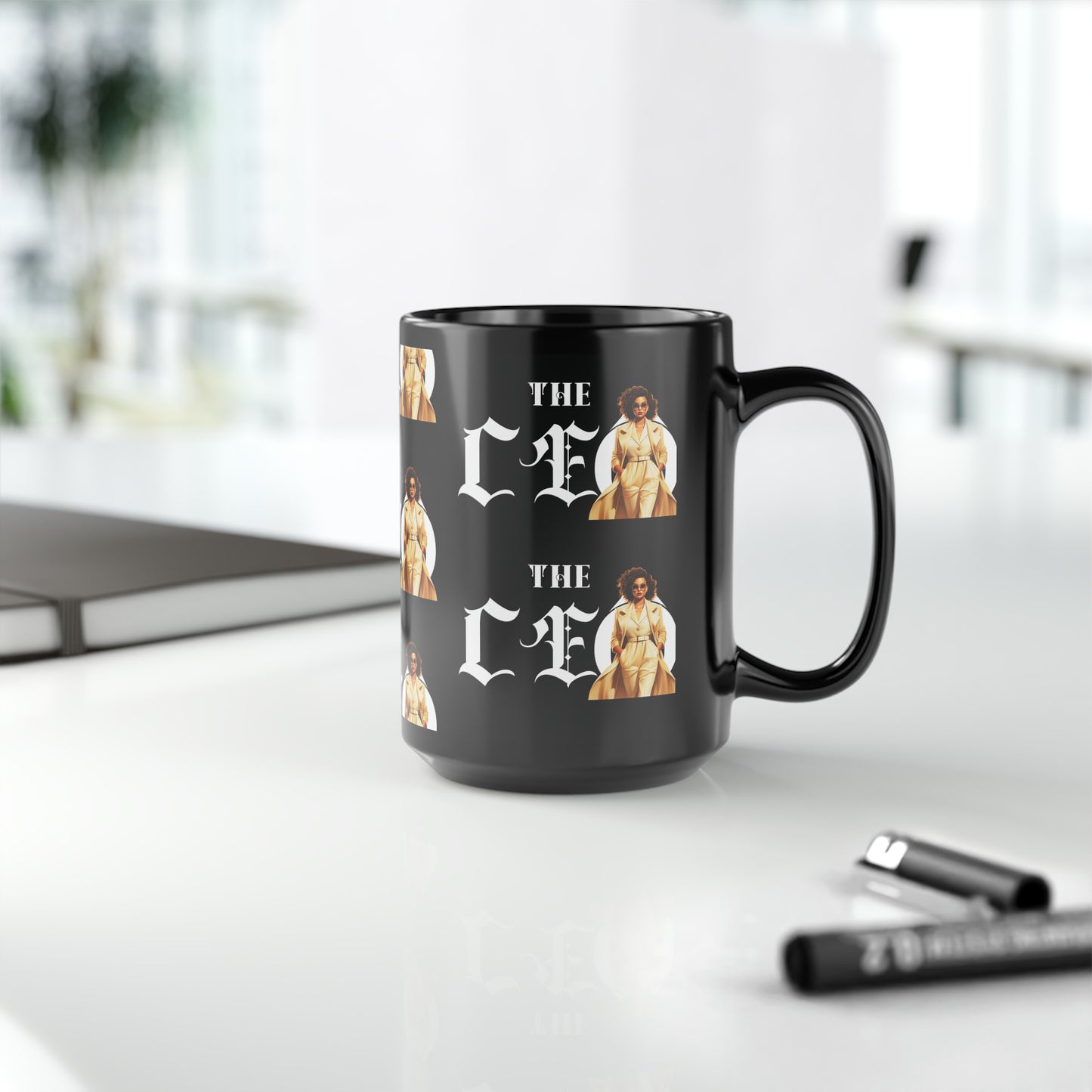 The CEO: Lady Boss Graphic Glossy Black Mug (11oz, 15oz)