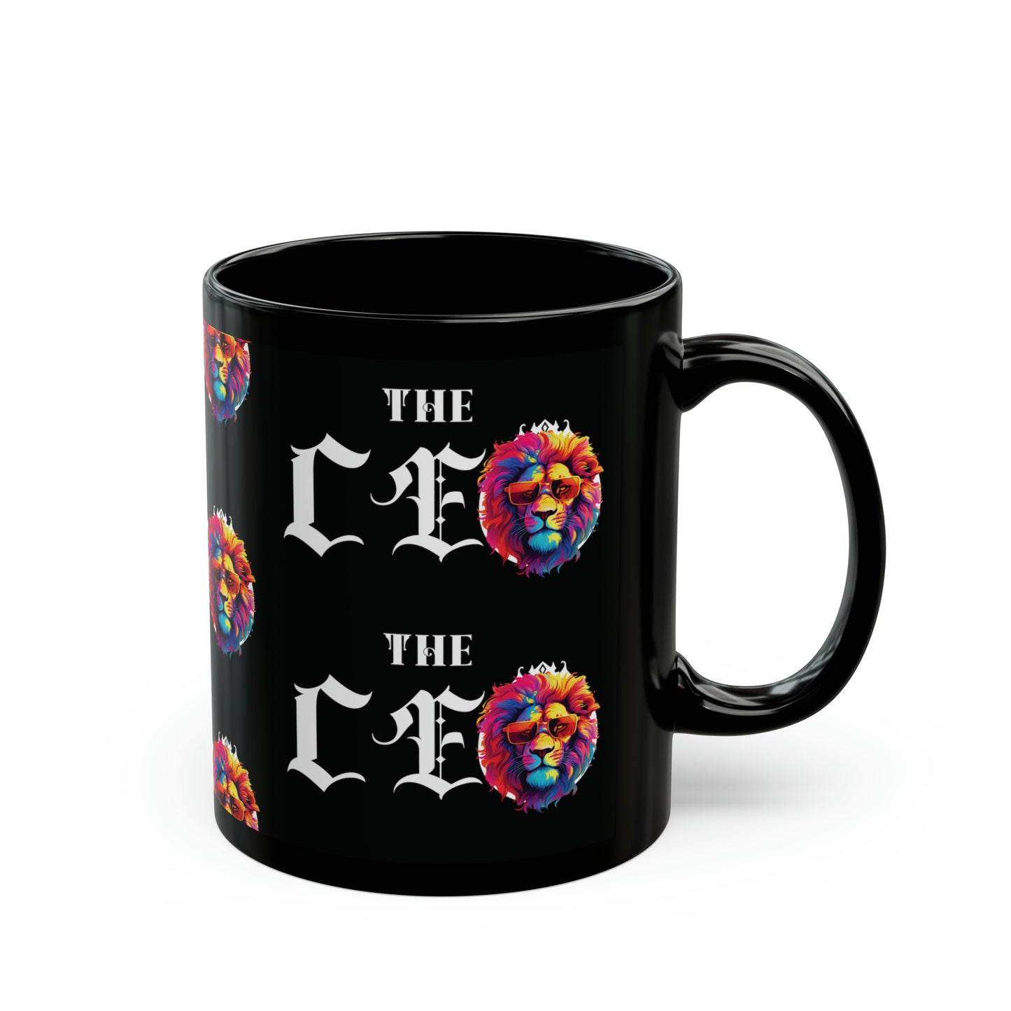 The CEO: Graphic Lion Glossy Black Mug (11oz, 15oz)