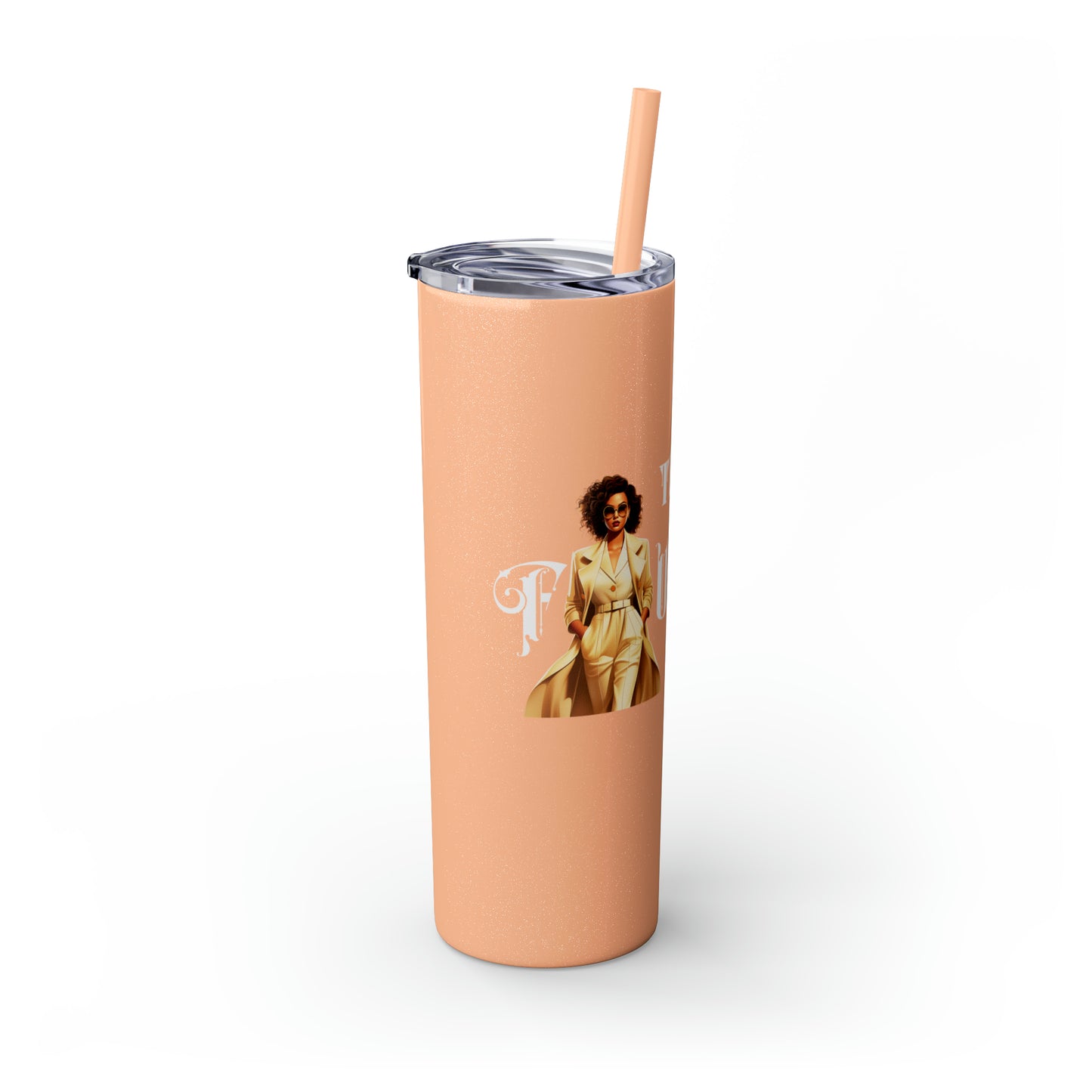 THE FOUNDER: Lady Boss Graphic Skinny Tumbler with Straw, 20oz (Black Matte Finish or Black Glitter Glossy Finish)