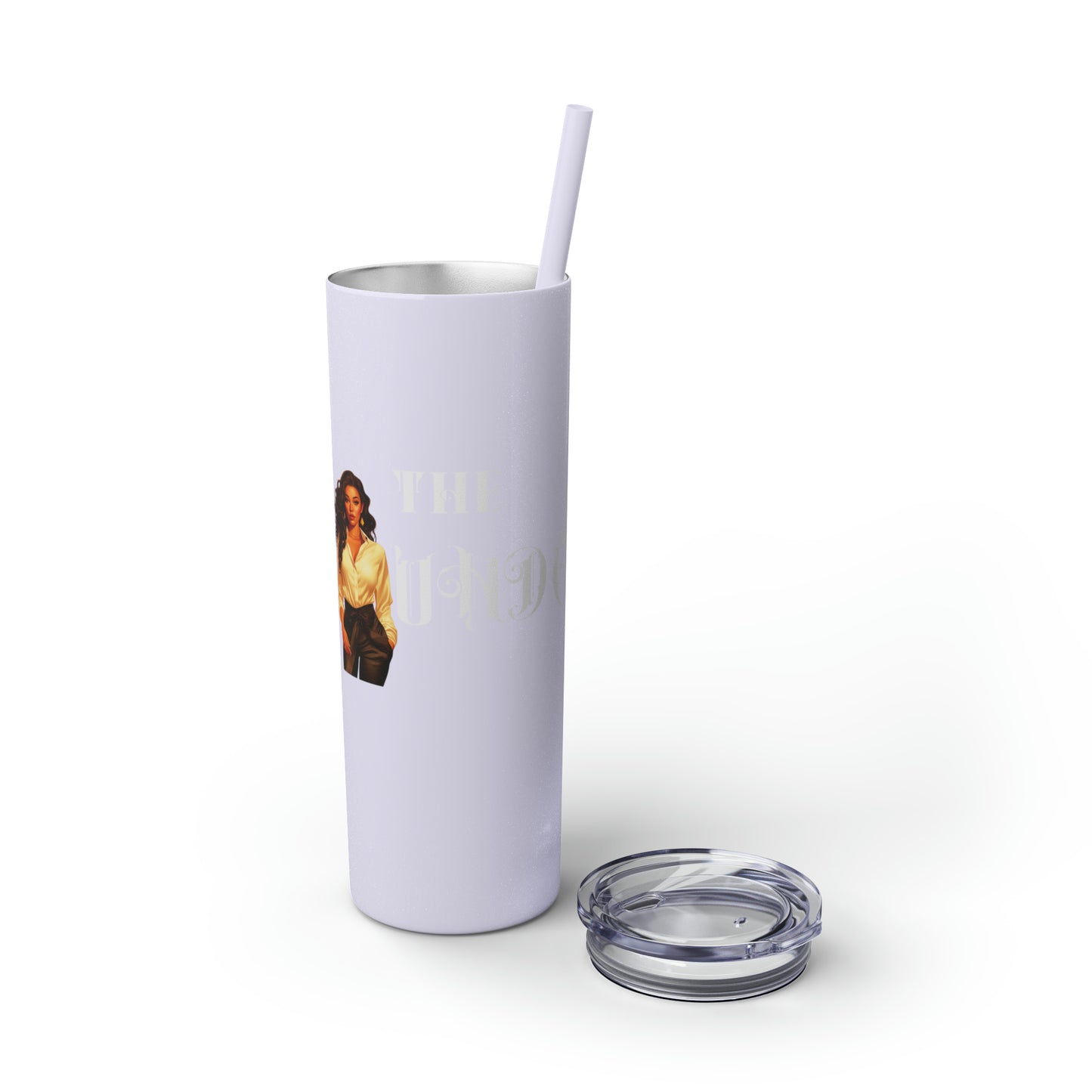 THE FOUNDER: Lady Boss Graphic Skinny Tumbler with Straw, 20oz (Black Matte Finish or Black Glitter Glossy Finish)