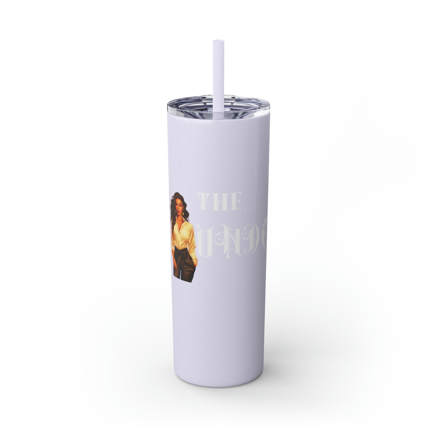 THE FOUNDER: Lady Boss Graphic Skinny Tumbler with Straw, 20oz (Black Matte Finish or Black Glitter Glossy Finish)