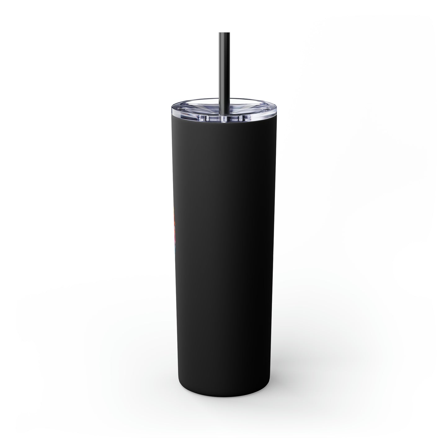 THE CEO: Lion Graphic Skinny Tumbler with Straw, 20oz (Black Matte Finish or Black Glitter Glossy Finish)