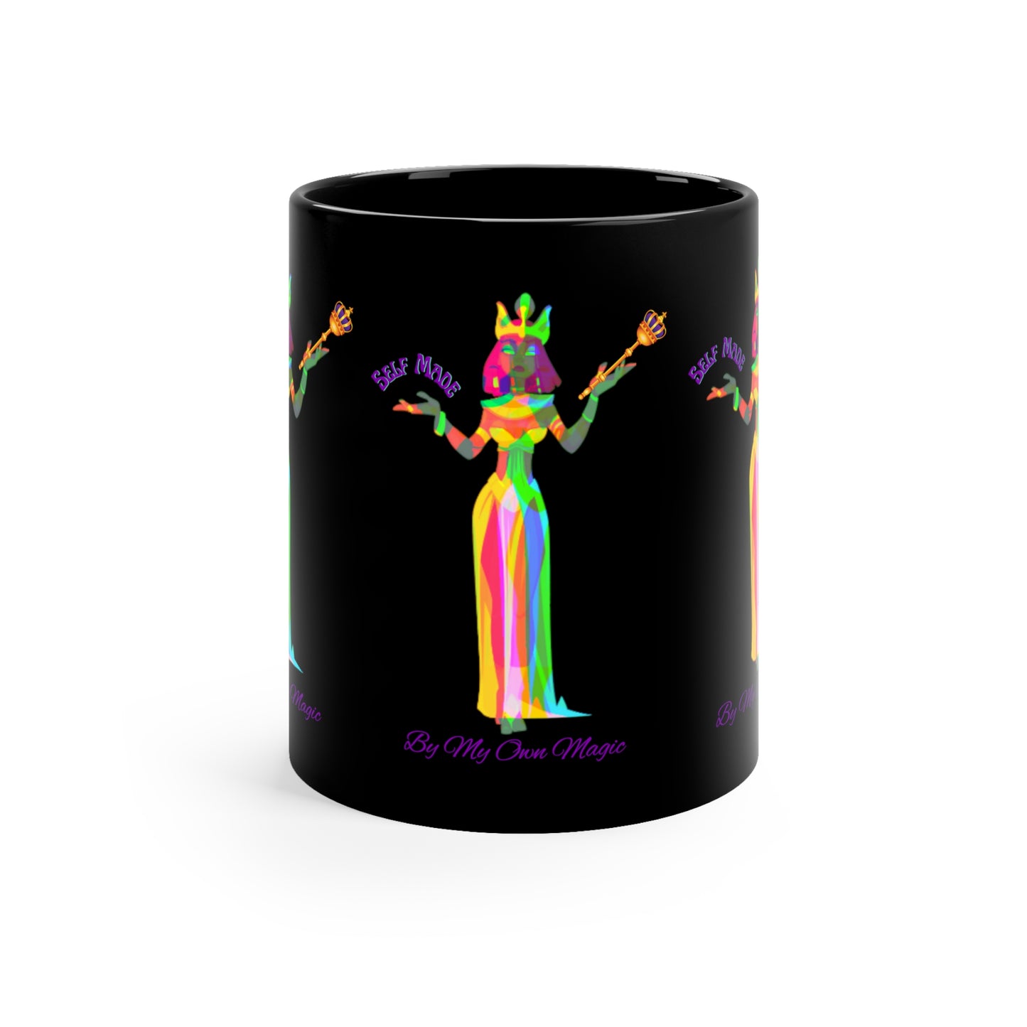 The Psychedelic Empress in Royal Purple: 11oz Black Mug with Glossy Finish