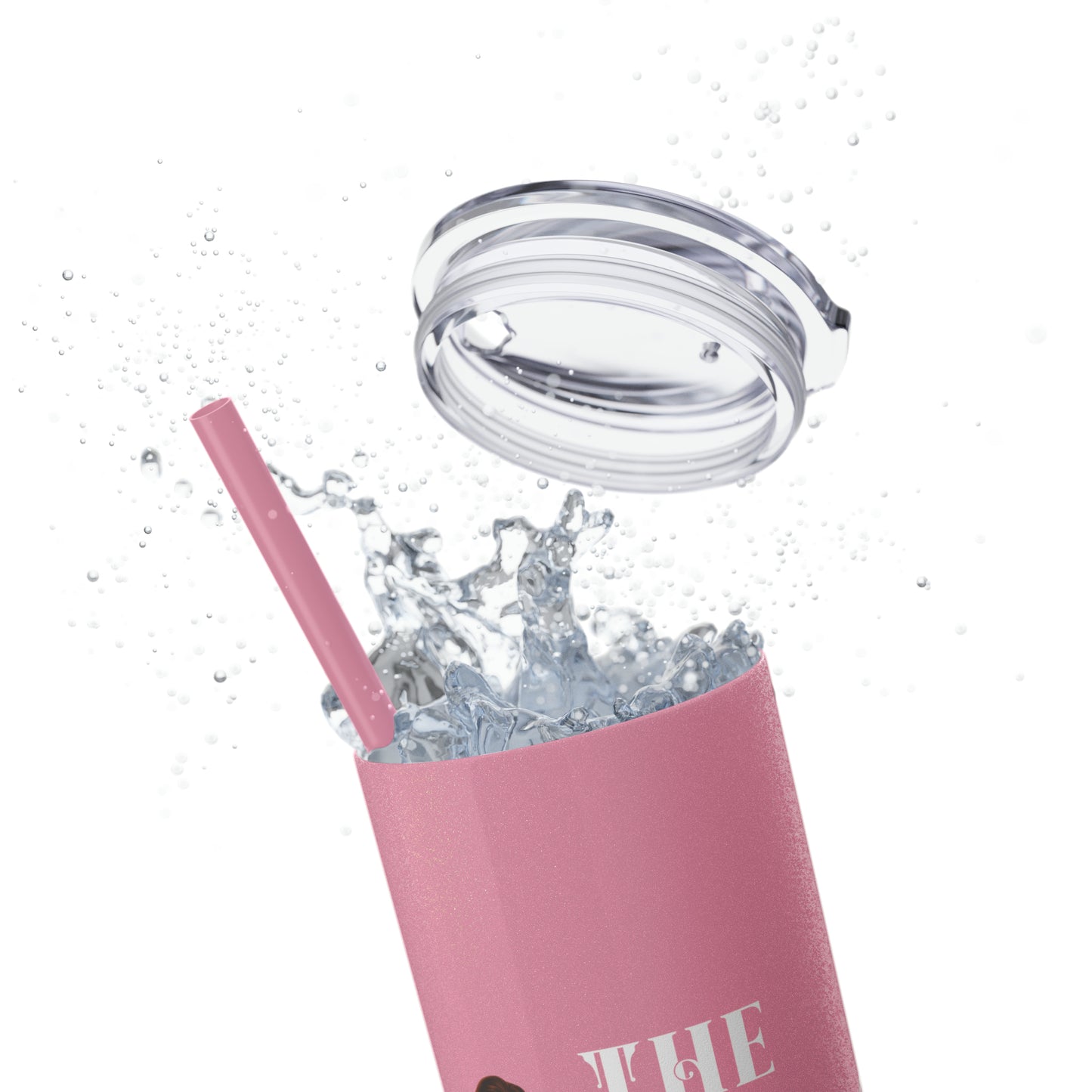 THE FOUNDER: Lady Boss Graphic Skinny Tumbler with Straw, 20oz (Black Matte Finish or Black Glitter Glossy Finish)